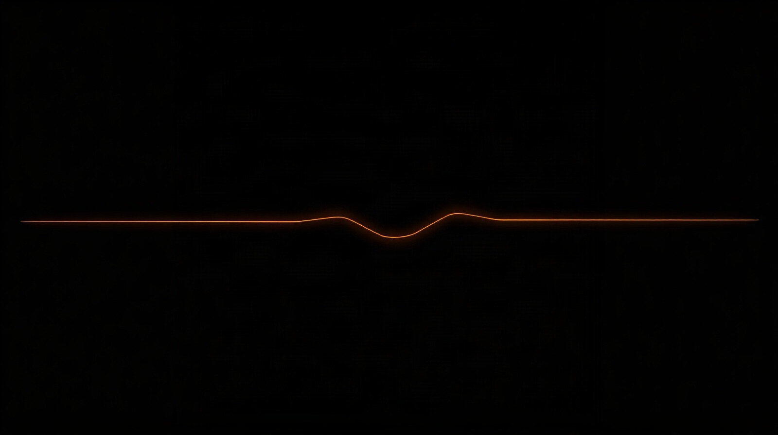 A single glowing orange line on a black background with one small dip in the middle