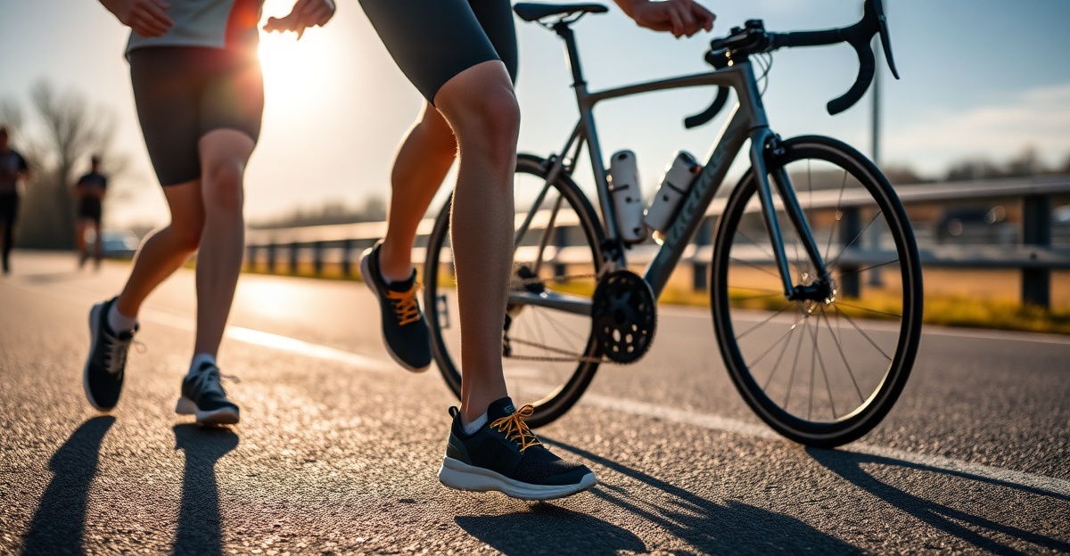 Triathlon athlete in transition zone