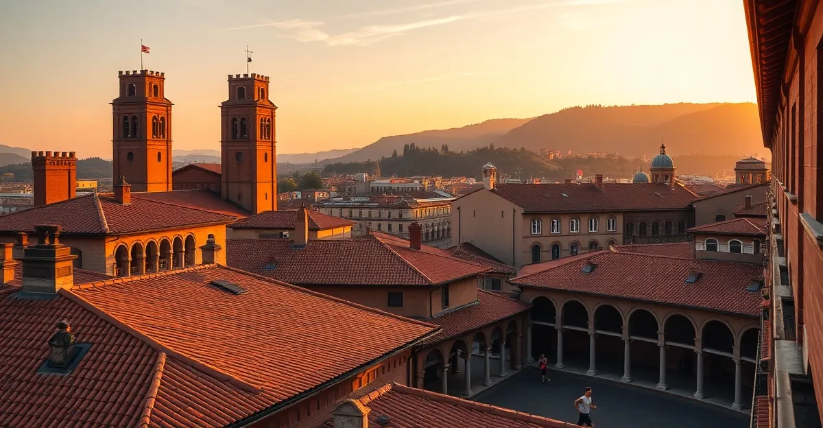 HYROX Bologna 2026 — Bologna piazza and terracotta rooftops