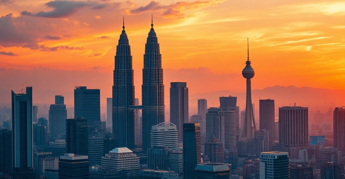 HYROX Kuala Lumpur 2026 — Kuala Lumpur skyline with the Petronas Towers at sunset