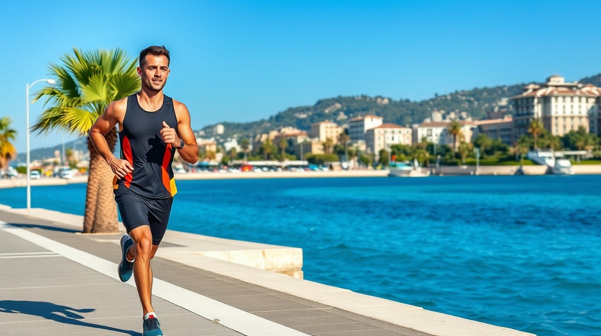 Nice promenade des Anglais with the Mediterranean coastline