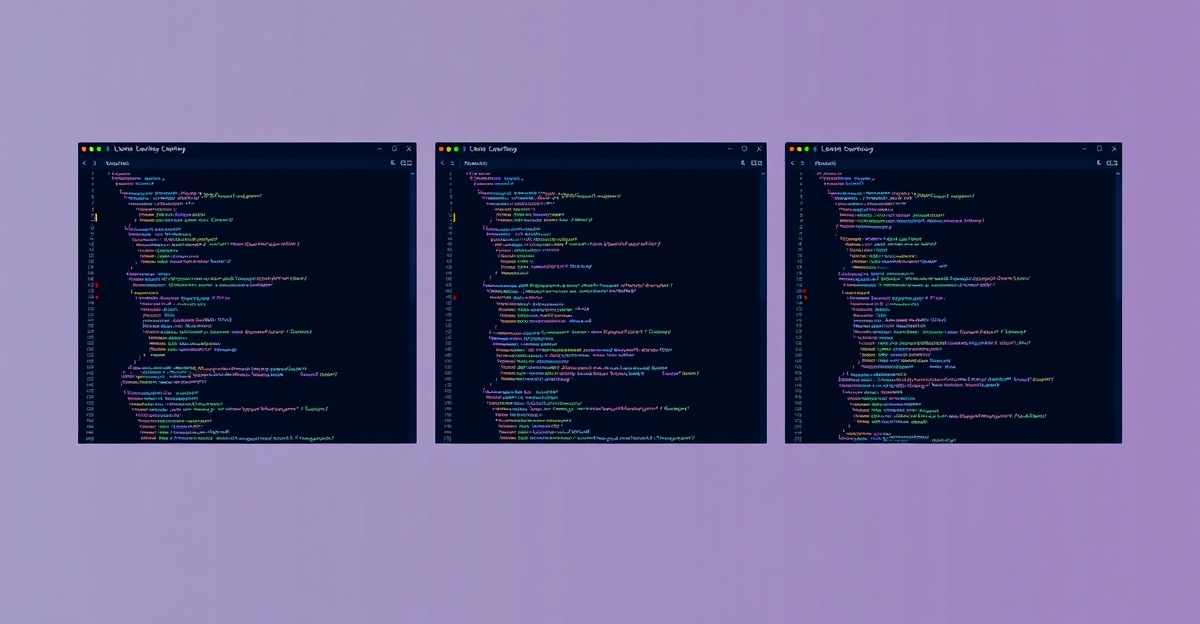 Three AI coding editor terminals compared on large monitor with dark theme
